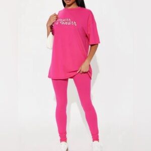 Bright Pink T-Shirt and Leggings Set